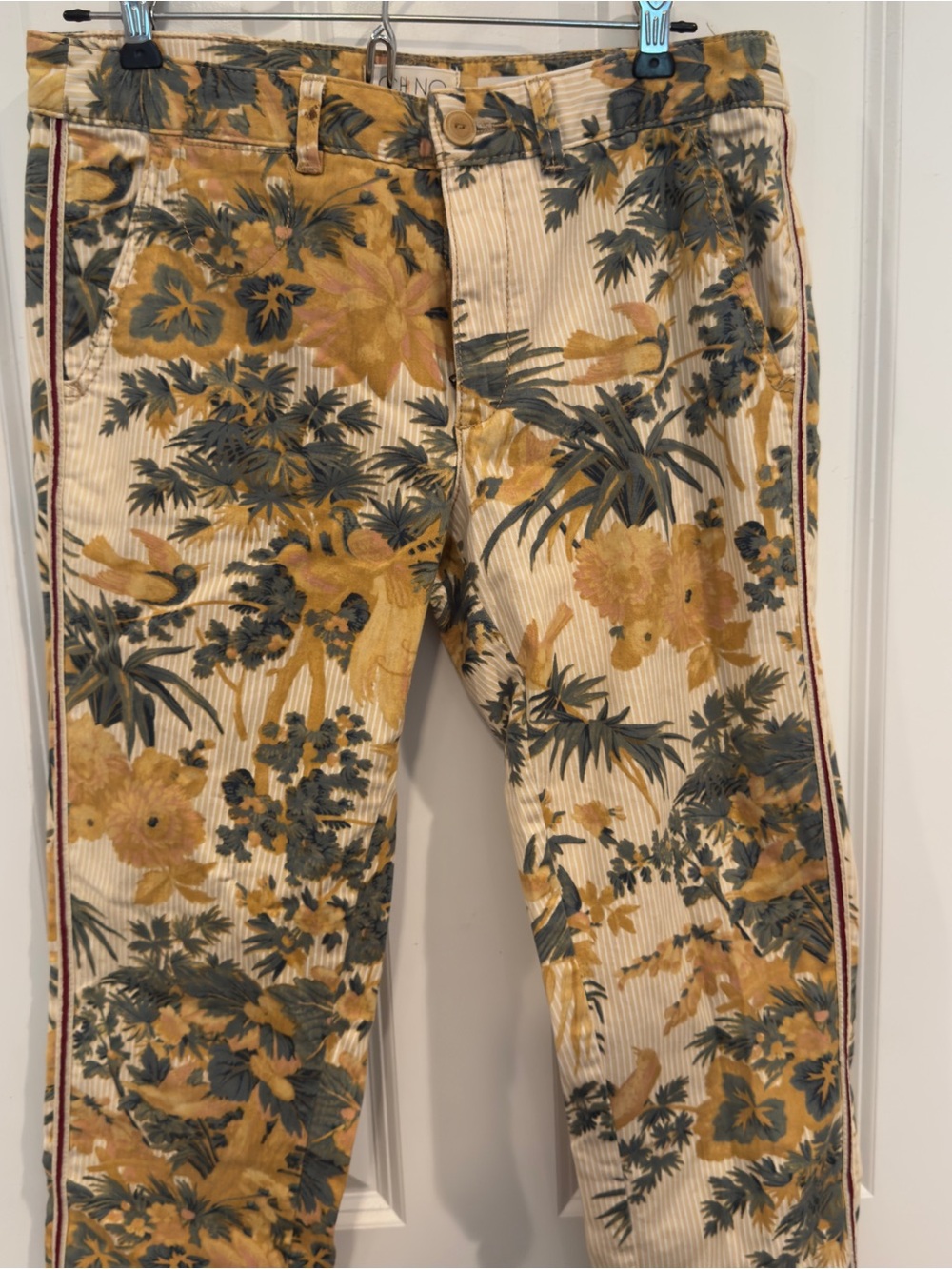 Anthropologie Chino Straight-Leg Pants in Fun Tropical Print - Picture 2 of 9